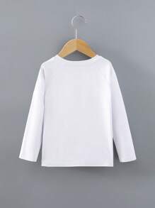 SHEIN Young Boy Letter Graphic Raglan Sleeve Active Tee - White - View 2