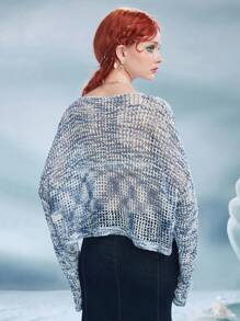 ROMWE Fairycore Jersey de space dye de hombros caídos - Multicolor - Ver 2