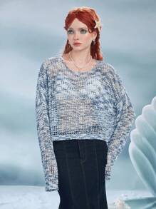 ROMWE Fairycore Jersey de space dye de hombros caídos - Multicolor - Ver 4