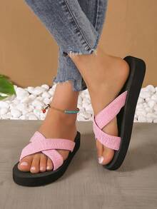 女性時尚夏季休閒拖鞋 - 粉色 - 查看 1