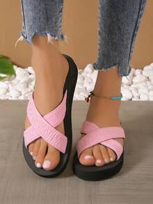 女性時尚夏季休閒拖鞋 - 粉色 - 查看 2