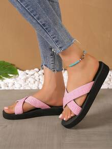 女性時尚夏季休閒拖鞋 - 粉色 - 查看 3