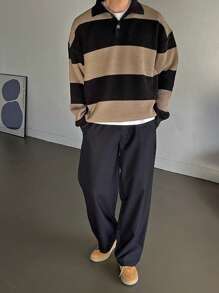 DAZY Men Color Block Polo Neck Drop Shoulder Fall Sweater - Multicolor - View 6