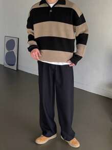 DAZY Men Color Block Polo Neck Drop Shoulder Fall Sweater - Multicolor - View 7