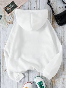 SHEIN Essnce Quần áo thể thao nữ Dây kéo Túi Hoa Giải trí - trắng - Xem 2