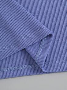 INAWLY 素色條紋針織背心上衣 - 紫色 - 查看 4