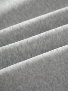 INAWLY Solid Drawstring Waist Slant Pocket Joggers - Light Grey - View 6