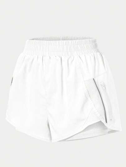 Eassivo Eassivo 拉链口袋松紧腰运动短裤女士运动短裤、健身短裤、骑行短裤