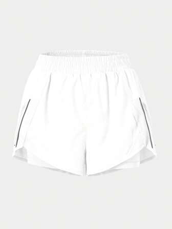 Eassivo Zipper Pocket Elastic Waist Sports ShortsWomen Sweat Short, Gym Short, Biker Short