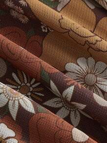 SHEIN MOD 印花荷葉袖胸部褶皺連衣裙 - 彩色 - 查看 3