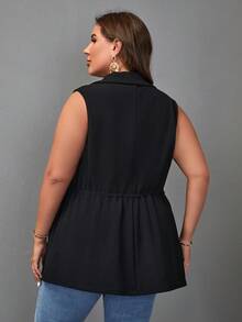 SHEIN Clasi Plus 1pc Lapel Neck Single Button Vest Blazer - Black - View 2