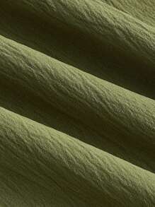 SHEIN MOD 蕾絲拼接荷葉邊前繫帶連衣裙 - 軍綠色 - 查看 3