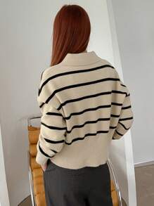 DAZY 条纹落肩毛衣、长袖上衣秋季