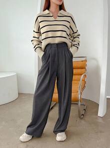 DAZY 条纹落肩毛衣、长袖上衣秋季