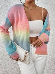 SHEIN LUNE Ombre Drop Shoulder Duster Cardigan Without Cami Top - Multicolor - View 1
