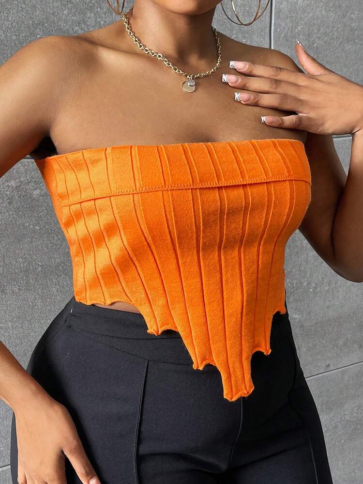 Plus Asymmetrical Hem Tube Knit Top