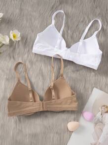 Women Casual Plain Multicolor Fabric Bras Medium Stretch With Bow Detail