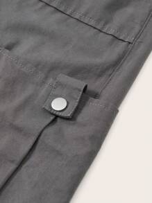 SHEIN EZwear Drawstring Waist Pocket Side Cargo Trousers - Grey - View 4