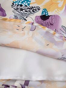 SHEIN Unity Floral Print Tie Backless Lantern Sleeve Dress - Multicolor - View 4