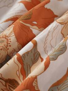 SHEIN Unity Floral Print Square Neck Lantern Sleeve Dress - Apricot - View 5