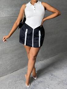 SHEIN SXY 大碼半排扣手帕下擺背心上衣 - 白色 - 查看 6