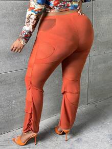 SHEIN SXY Talla grande Leggings de talle alto con abertura pierna amplia