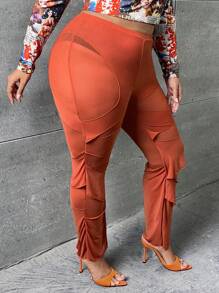 SHEIN SXY Talla grande Leggings de talle alto con abertura pierna amplia