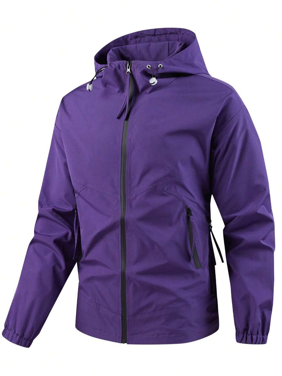 Manfinity Homme 男士拉鍊連帽運動夾克 - 紫色 - 查看 1