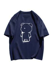卡通熊圖案T恤 - 藏蓝色 - 查看 3