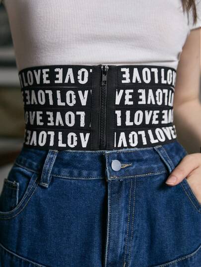 Academia 1pc Women Letter Graphic Elastic Belt