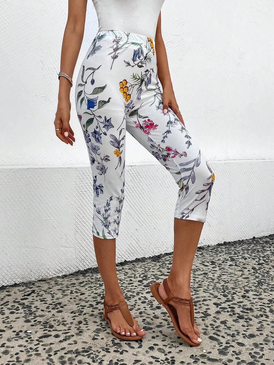 EMERY ROSE 印花緊身打底褲 - 白色 - 查看 1