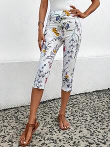 EMERY ROSE 印花緊身打底褲 - 白色 - 查看 4