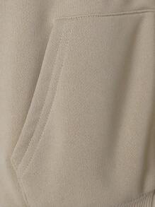 SHEIN 男小童連帽後圖案套頭衫鬆動和舒服夾克適用於休閒穿戴 - 杏色 - 查看 6