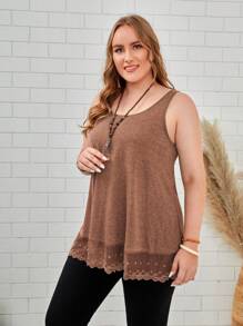 EMERY ROSE Hơn Lưới tương phản Áo ba lỗ - Lạc đà - Xem 3