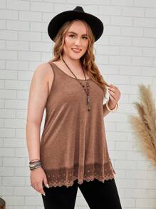 EMERY ROSE Hơn Lưới tương phản Áo ba lỗ - Lạc đà - Xem 4