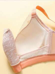 孕婦花邊蕾絲哺乳胸罩內衣 - 橘色 - 查看 7