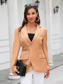 GENKIRA 西裝領腰帶西裝外套 - 橘色 - 查看 5