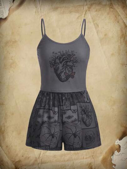 Academia Heart Patchwork Print PJ Set