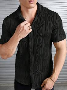 Manfinity VCAY Men Solid Button Up Shirt - Black - View 1