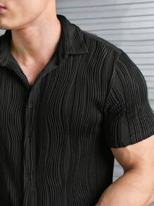 Manfinity VCAY Men Solid Button Up Shirt - Black - View 6