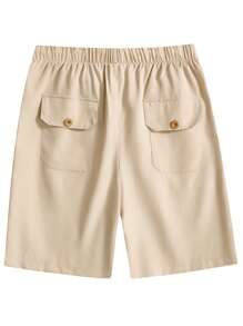 Manfinity Homme Men Drawstring Waist Slant Pocket Shorts - Beige - View 2
