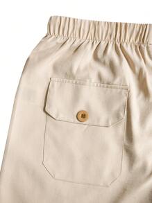 Manfinity Homme Men Drawstring Waist Slant Pocket Shorts - Beige - View 5