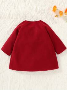 Baby Girl Double Breasted Raglan Sleeve Overcoat - Red - View 2