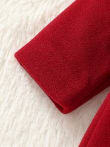 Baby Girl Double Breasted Raglan Sleeve Overcoat - Red - View 5