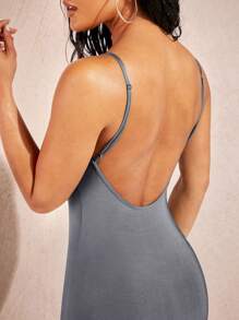 SHEIN BAE Solid Cami Bodycon Dress - Dark Grey - View 5