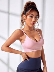 Easithlete Sujetador deportivo de tirantes unicolor - Rosa vieja - Ver 3