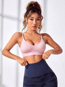 Easithlete Sujetador deportivo de tirantes unicolor - Rosa vieja - Ver 4