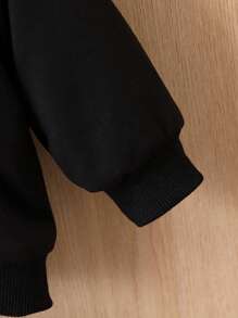 男嬰恐龍印花毛絨內襯連帽夾克 - 黑色 - 查看 5