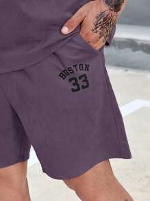 Manfinity Homme Men Plus Letter Graphic Tee & Shorts