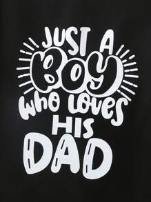 SHEIN 男小童標語圖案POLO衫 - 黑色 - 查看 5